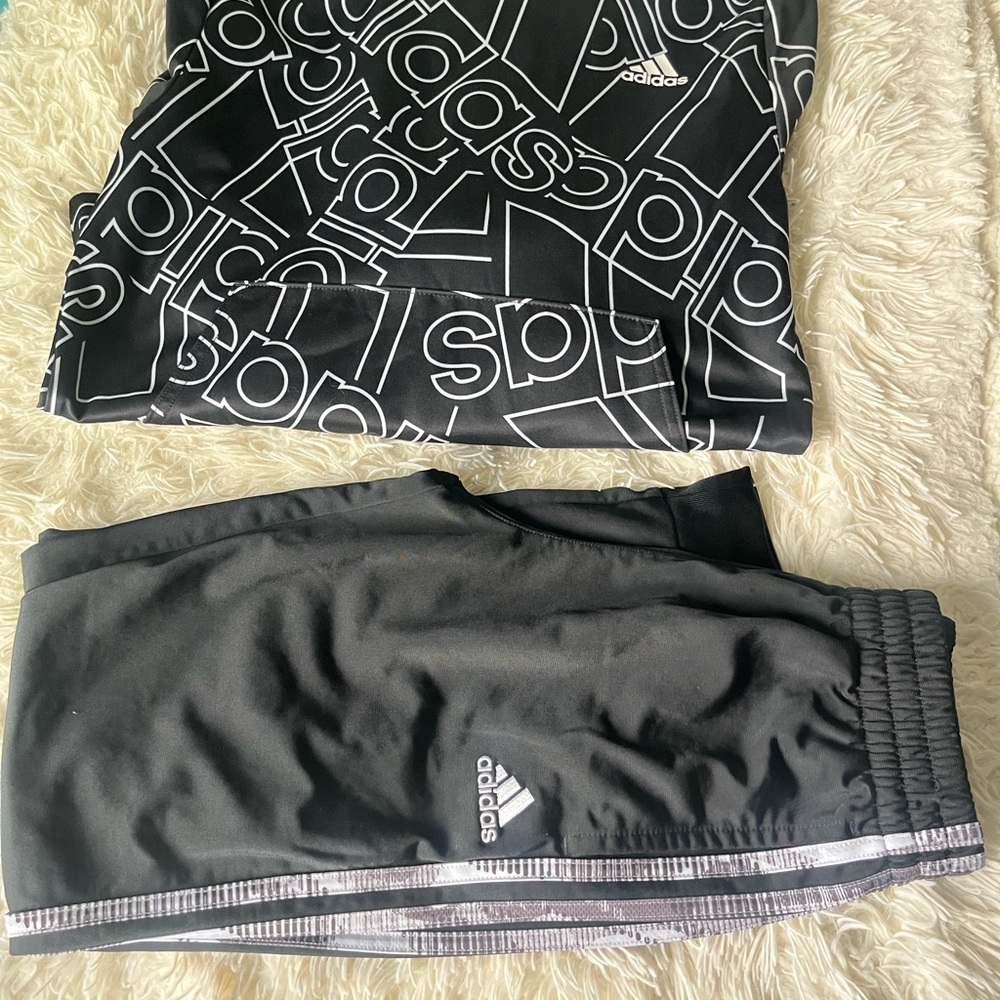 Adidas Kids Black Joggers with Logo Print